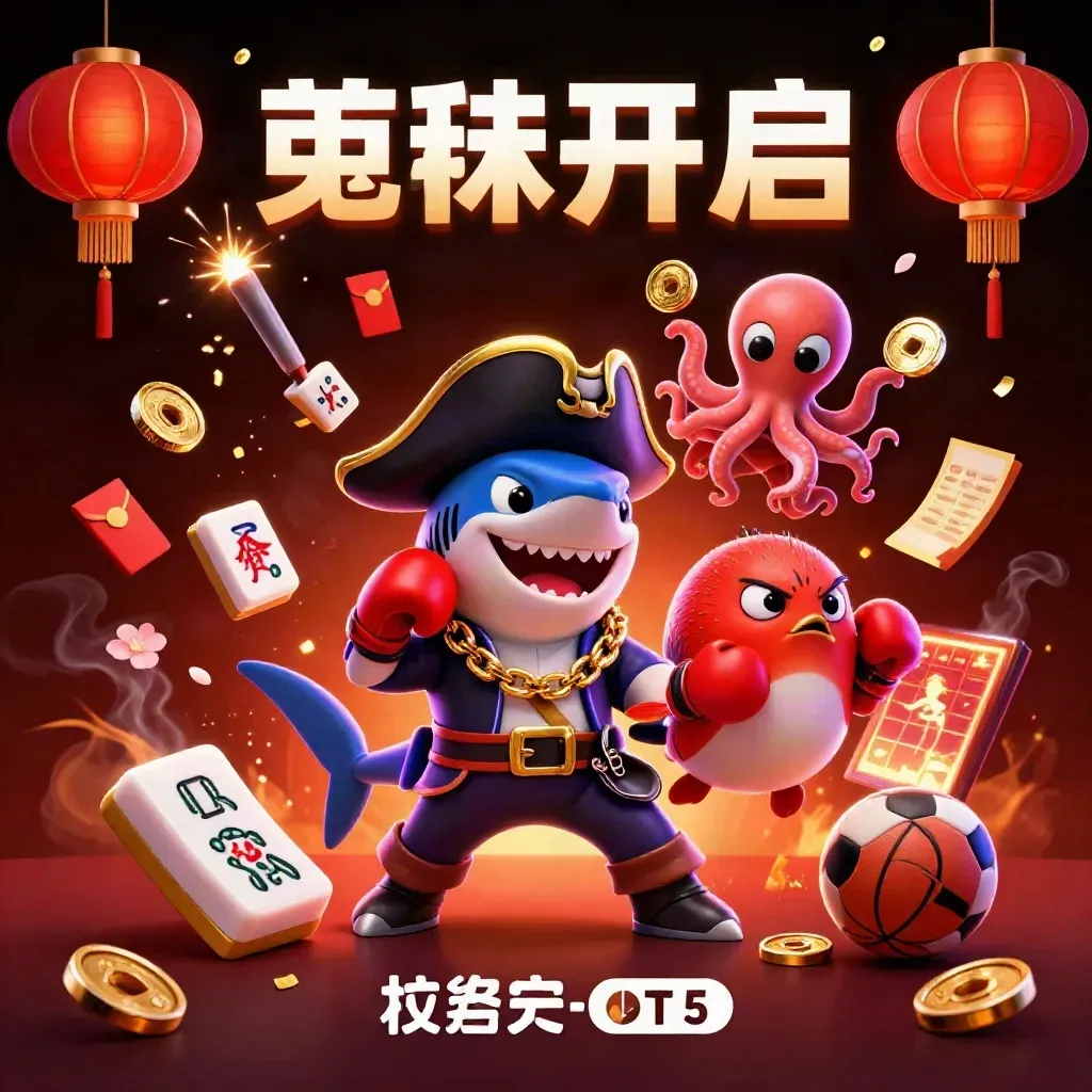Pirate shark, boxing pufferfish, and coin-juggling octopus in a dramatic casino burst